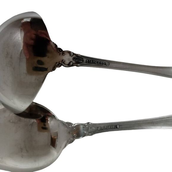 Lyons Queen Fancy Serving Spoon and Gravy Ladle Stainless Steele Vintage 1970s - Picture 13 of 16